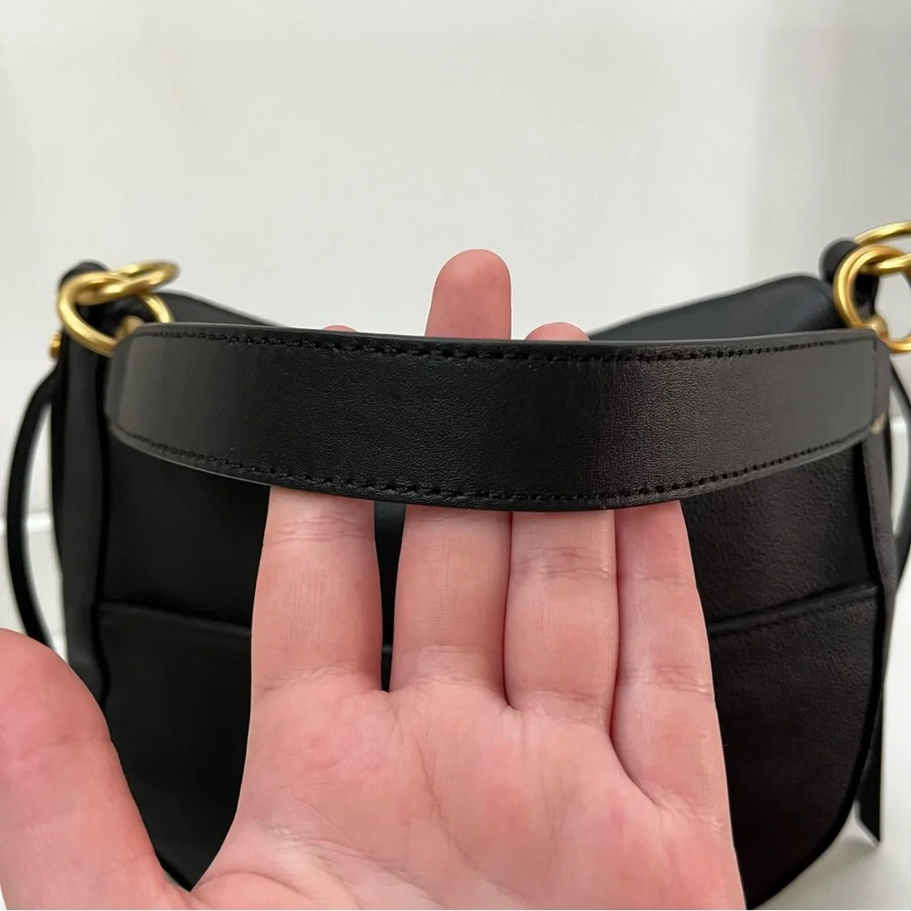 VINCE CAMUTO Black Jenna Nayla Studded Leather Hobo Shoulder Bag